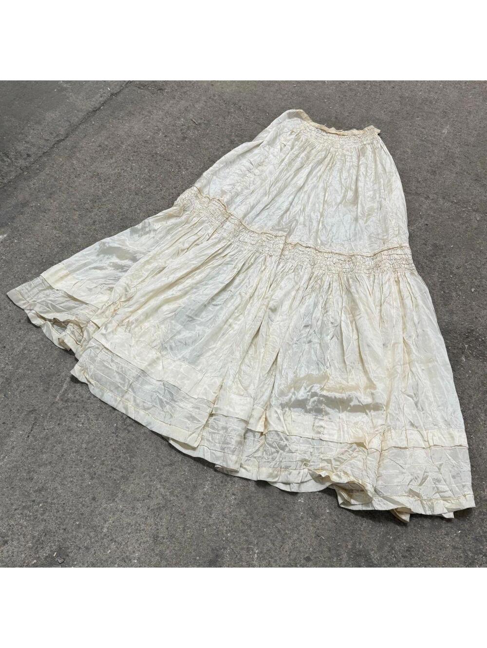 Antique Edwardian Silk Petticoat Slip Skirt XXS - Picture 2 of 7